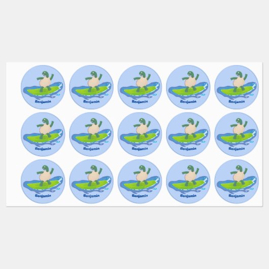 Funny tortoise golf surfende cartoon labels (Vel)
