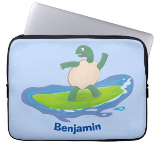 Funny tortoise golf surfende cartoon laptop sleeve