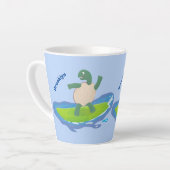 Funny tortoise golf surfende cartoon latte mok (Linkerhoek)