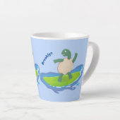 Funny tortoise golf surfende cartoon latte mok (Rechterhoek)