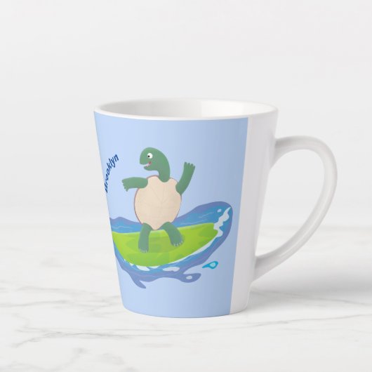 Funny tortoise golf surfende cartoon latte mok (Rechts)