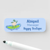 Funny tortoise golf surfende cartoon naamplaatje (In situ)