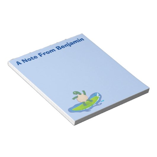 Funny tortoise golf surfende cartoon notitieblok (Schuin)