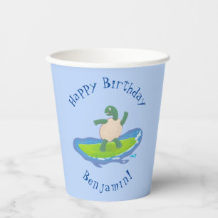 Funny tortoise golf surfende cartoon papieren bekers