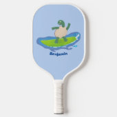 Funny tortoise golf surfende cartoon pickleball paddle (Voorkant)