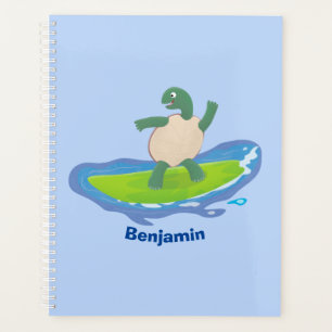 Funny tortoise golf surfende cartoon planner
