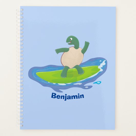 Funny tortoise golf surfende cartoon planner (Voorkant)