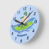 Funny tortoise golf surfende cartoon ronde klok (Hoek)