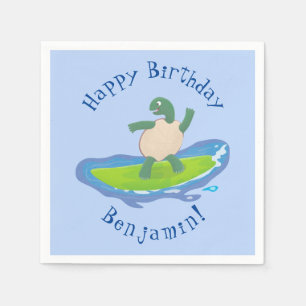 Funny tortoise golf surfende cartoon servet