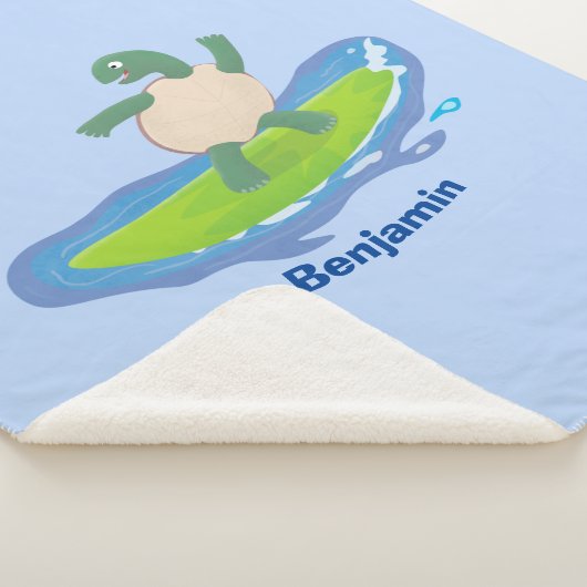 Funny tortoise golf surfende cartoon sherpa deken (3/4)