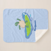 Funny tortoise golf surfende cartoon sherpa deken (Voorkant (horizontaal))