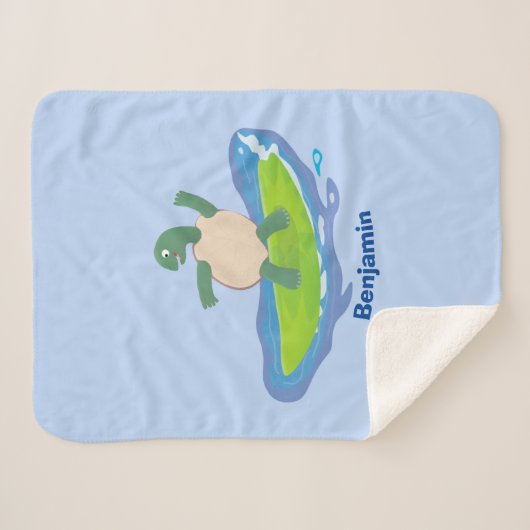 Funny tortoise golf surfende cartoon sherpa deken (Voorkant (horizontaal))