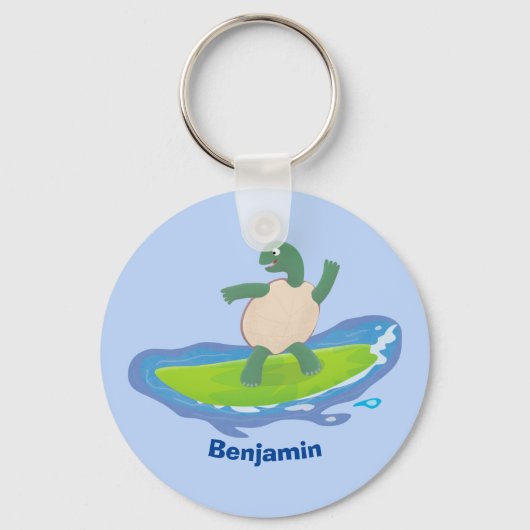Funny tortoise golf surfende cartoon sleutelhanger (Voorkant)