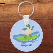 Funny tortoise golf surfende cartoon sleutelhanger (Voorkant)