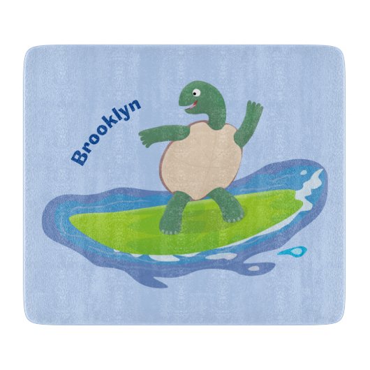 Funny tortoise golf surfende cartoon snijplank (Voorkant)