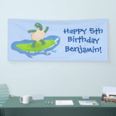 Funny tortoise golf surfende cartoon spandoek (Beurs)