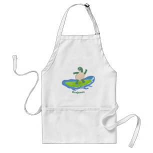 Funny tortoise golf surfende cartoon standaard schort