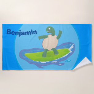 Funny tortoise golf surfende cartoon strandlaken