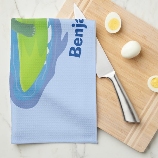 Funny tortoise golf surfende cartoon theedoek (Quarter Fold)