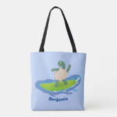 Funny tortoise golf surfende cartoon tote bag (Achterkant)