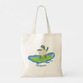 Funny tortoise golf surfende cartoon tote bag (Achterkant)