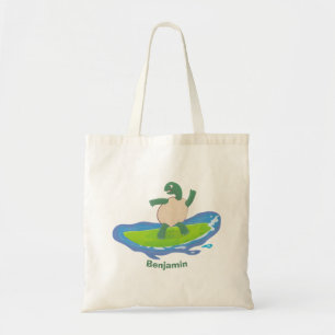 Funny tortoise golf surfende cartoon tote bag