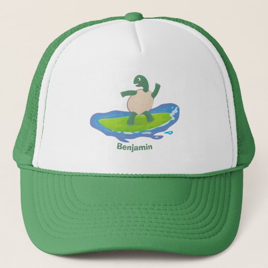 Funny tortoise golf surfende cartoon trucker pet (Voorkant)