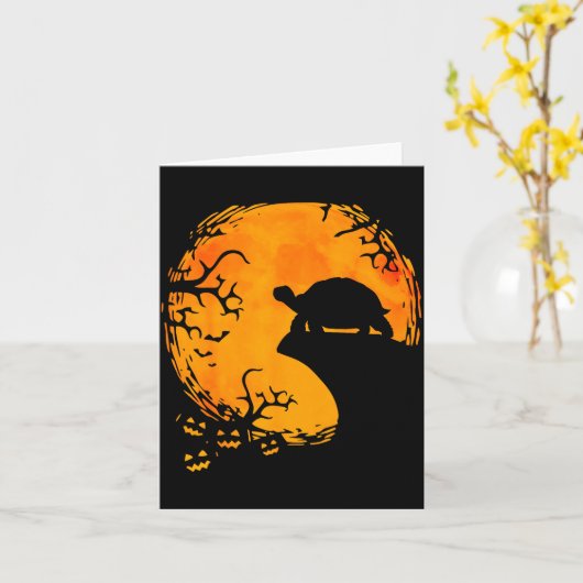 Funny Tortoise Halloween Silhouette Soky Tortoise Kaart (Gele Bloem)