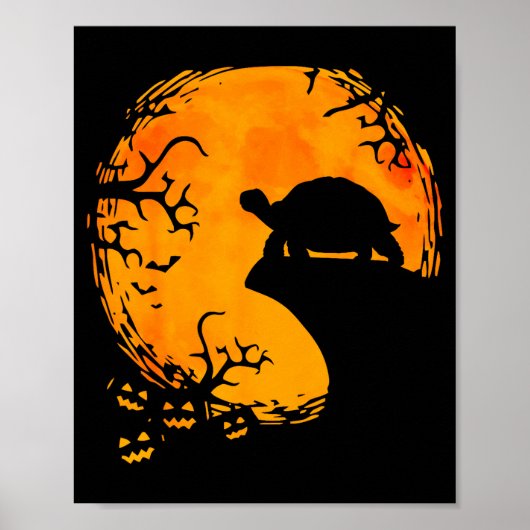 Funny Tortoise Halloween Silhouette Soky Tortoise Poster (Voorkant)