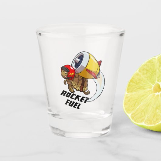 Funny Tortoise Rocket Fuel Flying Jet Cartoon Shot Glas (Voorkant)