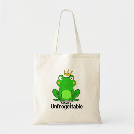 Funny "Totally Unfrogettable" Frog Pun Tote Bag (Voorkant)