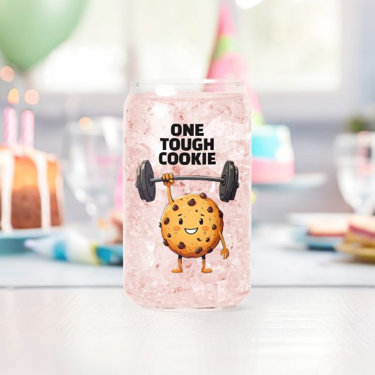Funny Tough Cookie Lifting Barbell Blikvorm Glas (Insitu (Verjaardag))