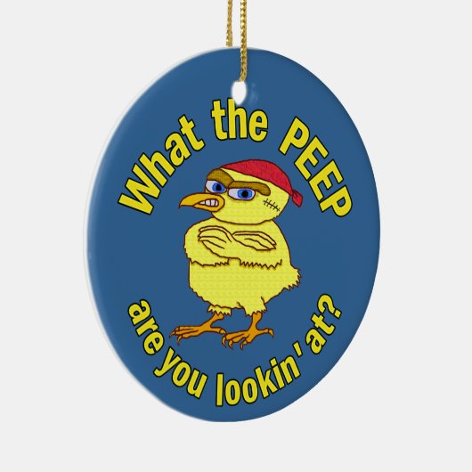 Funny Tough Easter Chick Chicken Peep Humor Keramisch Ornament (Rechts)