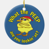 Funny Tough Easter Chick Chicken Peep Humor Keramisch Ornament (Achterkant)