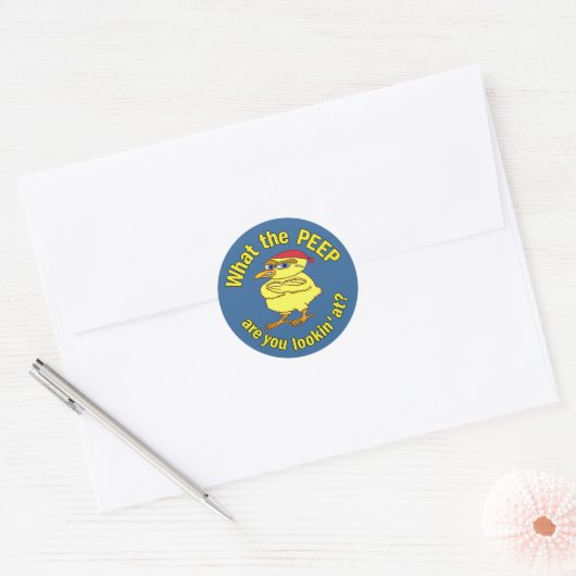 Funny Tough Easter Chick Chicken Peep Humor Ronde Sticker (Envelop)