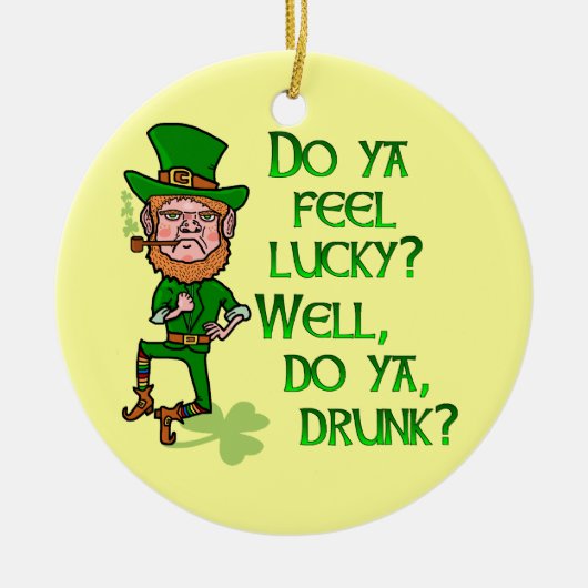 Funny Tough Lucky Drink Leprechaun Keramisch Ornament (Voorkant)