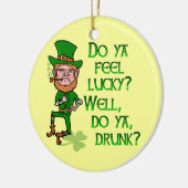 Funny Tough Lucky Drink Leprechaun Keramisch Ornament (Links)