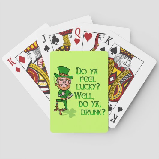 Funny Tough Lucky Drink Leprechaun Pokerkaarten (Achterkant)