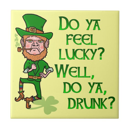 Funny Tough Lucky Drink Leprechaun Tegeltje (Voorkant)