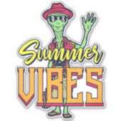 Funny Tourist Alien Holiday Summer Vibes Sticker (Voorkant)