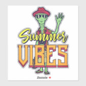 Funny Tourist Alien Holiday Summer Vibes Sticker (Vel)