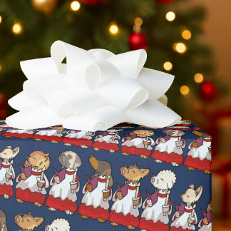 Funny Toy Dog Choir Carol Singers Yorkie Cartoon Cadeaupapier