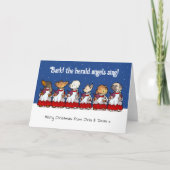 Funny Toy Dog Christmas Choir Dachshund Cartoon Feestdagen Kaart (Voorkant)