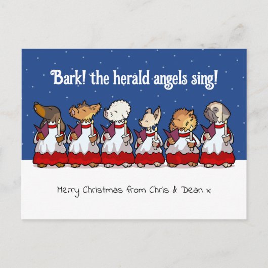 Funny Toy Dog Christmas Choir Dachshund Cartoon Feestdagenkaart (Voorkant)