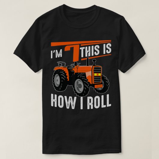 Funny Tractor 7th Birthday Gift Cute 7 Ys T-shirt (Design voorkant)