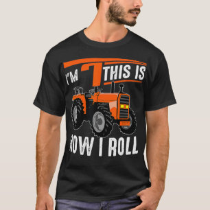 Funny Tractor 7th Birthday Gift Cute 7 Ys T-shirt