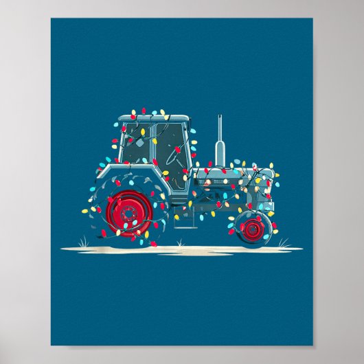 Funny Tractor Christmas Graphics Lights Lover Farm Poster (Voorkant)