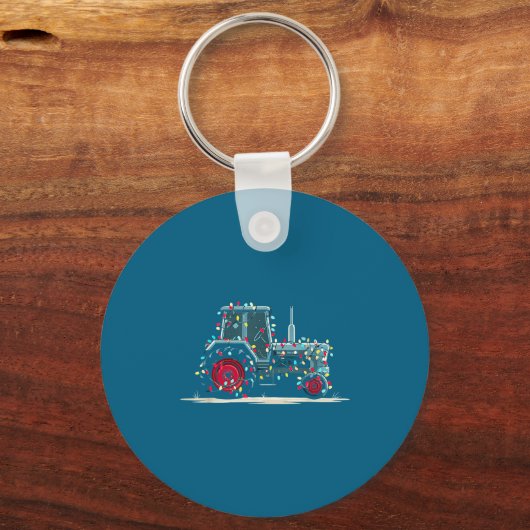 Funny Tractor Christmas Graphics Lights Lover Farm Sleutelhanger (Voorkant)
