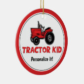 Funny Tractor Kind Red Holiday Personaliseren Keramisch Ornament (Rechts)