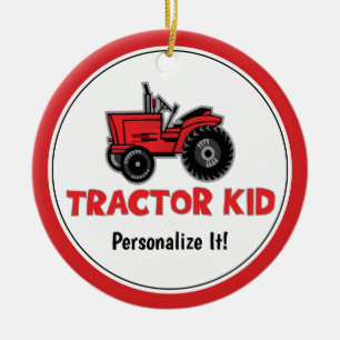 Funny Tractor Kind Red Holiday Personaliseren Keramisch Ornament